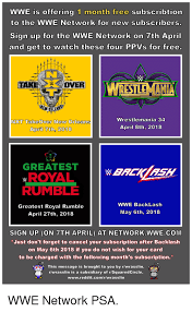 Start watching @wwenetwork anytime, anywhere on any platform at wwe network. Wwe Is Offering 1 Month Free Subscribtion To The Wwe Network For New Subscribers Sign Up For The Wwe Network On 7th April And Get To Watch These Four Ppvs For Free