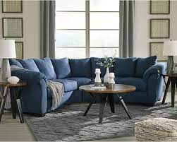 Signature Design By Ashley Darcy Sectional In Blue Microfiber Blue Sofas Living Room Blue Living Room Interior Design Living Room