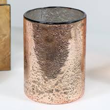 5 inches long x 3 1/2 inches wide x 3 1/2 inches high material: Large Copper Glass Candle Holder