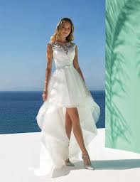 Darlingu Womens Aline Round Neck High Low Wedding Dresses Beach Lace Bridal Gowns 2018 Ivo Wedding Dresses High Low Short Wedding Dress Ball Gown Wedding Dress