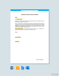 Free Congratulation Letter For Award Template Google Docs Word Template Net Award Template Lettering Words