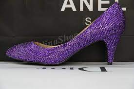 Purple Wedding Shoes Violet Bling Kitten Heels Bridal Wedding Shoes Closed Toe Low Bridal He Kitten Heels Wedding Wedding Shoes Heels Kitten Heel Wedding Shoes
