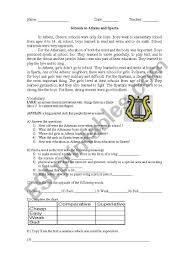 Teach kids about space and the solar system from a christian perspective with this collection of free solar system activities and lesson ideas for kids. Schools In Athens And Sparta Esl Worksheet By Tacris