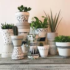 Black And White Pots For Plants Small Plant Pot Hand Painted Plant Pot Painted Planter Cactus Pot Succulent Pot Indoor Planter Flower Pot Black And White Pot Painted Plant Pots Small Potted Plants Plant Pot Design