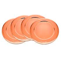 The bright, copper plated finish of these hammered chargers will add sparkle and shine to your entertaining. Hammered Copper Chargers Wayfair