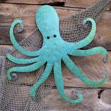 #metal artwork #metal art #art #wall art #metal wall art. Custom Large Metal Octopus Wall Sculpture Ocean Wall Decor Teal Aqua Blue 30 X 30 Beach House Wall Art By Frivolous Tendencies Custommade Com