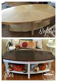Love This Stained Top Coffee Table With Fusion Mineral Paint Champlain Is A Warm Neutral Painting Laminate Table Painted Coffee Tables Fusion Paint Projects