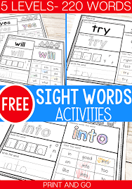 This is a growing collection of free printables for preschoolers, designed for ages approximately 3 & 4 years old. 5 Levels Free Print And Go Sight Word Worksheets