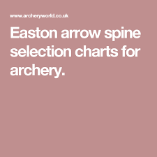 Easton Arrow Spine Selection Charts For Archery Archery