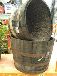Jack Daniels Whiskey Barrel Planters Found At Home Depot Got Them For A Steal Bc They Had Sp Whiskey Barrel Planter Jack Daniels Whiskey Barrel Barrel Planter