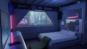Cyberpunk Appartment Scene High Detail 3d Model Futuristic Bedroom Futuristic Interior Cyberpunk Interior