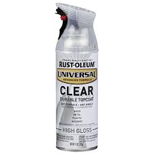 This paint has a much higher gloss making it reflect a lot of light and making it easier to clean. Rust Oleum Spray Paint Universal Clear Topcoat