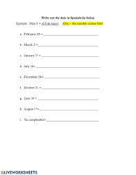 The english alphabet consists of 26 letters. Fechas Writing The Date In Spanish Worksheet