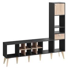 Meuble De Rangement Spaceo Kub Effet Chene H 160 X L 175 3 X P 31 7 Cm En 2020 Meuble Rangement Cube Rangement Idee Deco Entree Maison