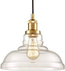 Brass Clear Glass Pendant Lights Barn Shape Hanging Pendant Lighting Amazon Com In 2020 Ceiling Pendant Lights Clear Glass Pendant Light Gold Pendant Lighting