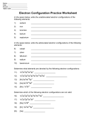 Electron configuration orbital diagrams worksheet answer key. Electron Configuration Practice Worksheet