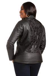 Ashley Stewart Women S Plus Size Crochet Back Faux Leather Jacket 44 63 Http Www Amazon Com Exec Obidos Asin B Leather Jacket Faux Leather Jackets Jackets