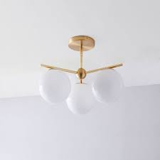 5 out of 5 stars. Sphere Stem 3 Light Semi Flush Mount Lighting Brass