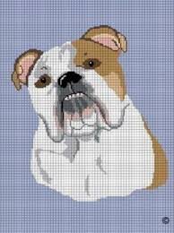 English Bulldog Dog Crochet Afghan Cross Stitch Pattern