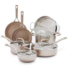 Greenpan Champagne Ceramic Nonstick 11 Piece Cookware Set Sur La Table Cookware Set Greenpan Safest Cookware