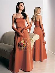 Alfred Angelo Burnt Orange Satin Style 6123 Casual Bridesmaid Mob Dres Burnt Orange Bridesmaid Dresses Bridesmaid Dresses