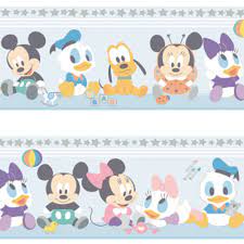 We feature a large selection of disney themed wallpaper borders from classic cartoons such as toy story, cars, phineas and ferb, tinkerbell, cinderella, snow white. Official Disney Baby Mickey Minnie Mouse Childrens Nursery Wallpaper Border Mk3500 1 Blue I Want Wallpaper
