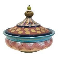 Mackenzie Childs Hand Painted Ceramic Decorative Bowl With Lid Decorative Bowls Hand Painted Ceramics Ceramic Painting