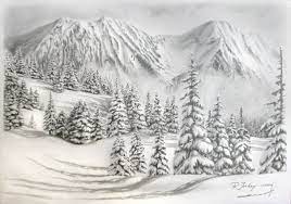 Snowy Mountain Drawings | Pencil Drawings | Pinterest | Mountain ... | Mountain  Drawing, Winter Drawings, Landscape Drawings