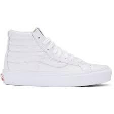 Black And White Vans High Tops Womens Vans White Og Sk8 Hi Lx Sneakers 110 Liked On Polyvore Featuring Shoes Sneakers White Vans Sneak White High Top Vans White Leather Shoes Sneakers White