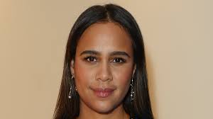 Zawe Ashton stuns in a cobalt blue cut-out dress as she and Angela Scanlon  lead the glamour at the mothers2mothers charity brunch