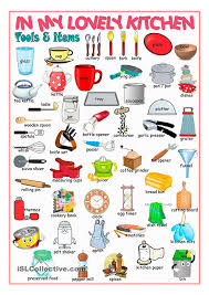 the list of names of kitchen items in english