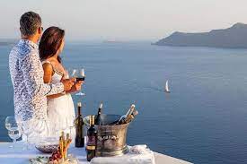 Romantic Plans For Your Greek Island Encounters Symbolic Wedding In Greece Renewal Of Vows Civil Wedding Bridal Bouquet Santorini Greece Hotels Greek Island
