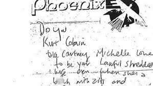 Musician kurt cobain, courtney love and daughter frances bean cobain attend 10th annual mtv video music awards on september 2 the network reports that the undated note, apparently written by cobain on stationery from san francisco's phoenix hotel, is written like a mock wedding vow. Courtney Love Not Kurt Cobain Wrote Wedding Vow Note Says Author Gold Coast Bulletin
