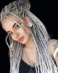Snow Queen Dreads Synthetic Dreads Custom Handmade Grey Etsy In 2021 Dreadlocks Girl Dread Hairstyles White Girl Dreads