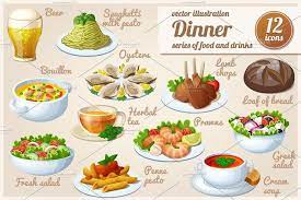Set Of Food Icons Dinner Food Icons Food Cute Food Art