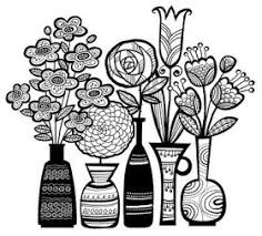 Black And White Flower Pots Clipart 