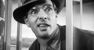 Dennis Weaver in one of his earlier movie roles as the goofy Night Manager  at the seedy Mirador Motel in Orson Welles' "Touch Of Evil" which is  showing