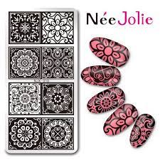 nee jolie 1 pc rectangle nail art stamping template lace flower design stamp image plate affiliate スタンプネイル ネイルデザイン スタンピング