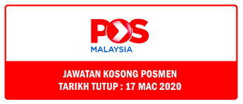 Peluang jawatan kosong datang dari majlis tanjung malim 2021, iklan pekerjaan sektor kerajaan. Pengambilan Posmen Pos Malaysia Dibuka Sehingga 17 Mac 2020 Jawatan Kosong Kerajaan Swasta Terkini Malaysia 2021 2022