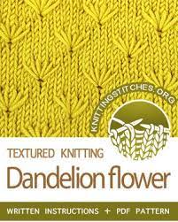 Textured Knitting Stitches Howtoknit The Dandelion Flower Stitch Free Written Instructions Pdf Knitting Pa Knitting Stiches Textured Knit Knitting Stitches