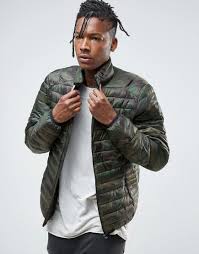 Pull Bear Quilted Jacket In Khaki Camo Green Quilted Jacket Quilted Jacket Men Jean Jacket Men