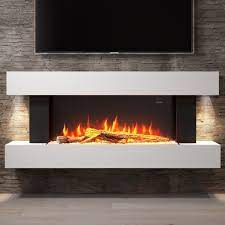 You may also want to choose one of these fireplaces based on the. White Wall Mounted Electric Fireplace Suite With Logs Pebbles Amberglo Agl010 Appliances Direct