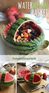 Watermelon Basket Wassermelonen Korb Rezept Sommer Dessert Essen Schnitzen Und Sommerkuchen