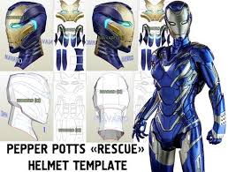 Pepper Potts Rescue Helmet And Neck Templates Patterns To Make Yourself Diy Maximally Simple Templa Iron Man Helmet Pepper Potts Iron Man Cosplay