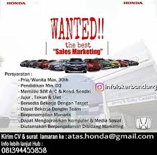 Dealers in designer shoes and clothing. Lowongan Kerja Sales Marketing Honda Mobil Ahmad Yani Bandung Januari 2018 Info Loker Bandung 2021