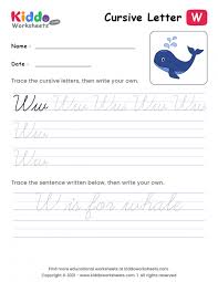 Words that begin with j. Free Printable Cursive Writing Letter W Worksheet Kiddoworksheets
