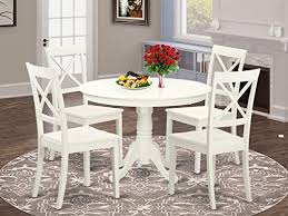 A dining room remains a desirable home feature, whether it is a distinct room or integrated into an open plan. Amazon Com East West Furniture 5 Pc Dining Set Included A Round Dining Room Table And 4 Dining Chairs Solid Wood Kitchen Chairs Seat X Back Linen White Finish Furniture Decor