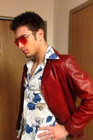 This Stylish Tyler Durden Mens Costumes Celebrity Costumes Red Leather Jacket Men