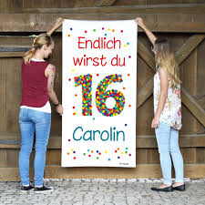 Als ich 16 jahre alt war, begann das leben sich zu drehen, alles wurde kunterbunt, wild und schön, man fing an, die dinge somit bist du eine große, entwachsen deiner eltern schoße, doch immer meine freundin geblieben, das. Geburtstagsbanner Xl Banner Zum 16 Geburtstag Mit Konfettizahl Wunschname Und Wunschtext Bedruckt