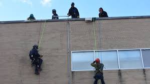 Firefighters take part in rope rescue training program at Bixby Hospital